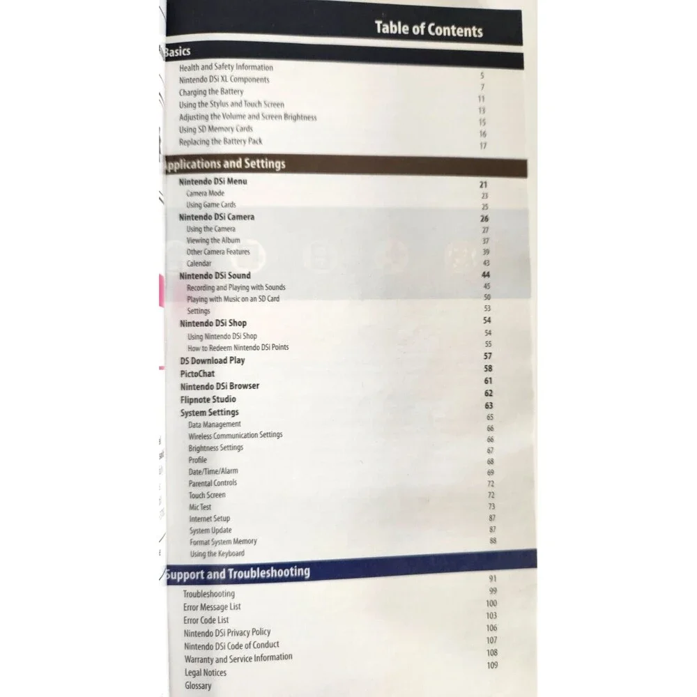 Nintendo DS XL System Instruction Booklet Operations Manual 2010